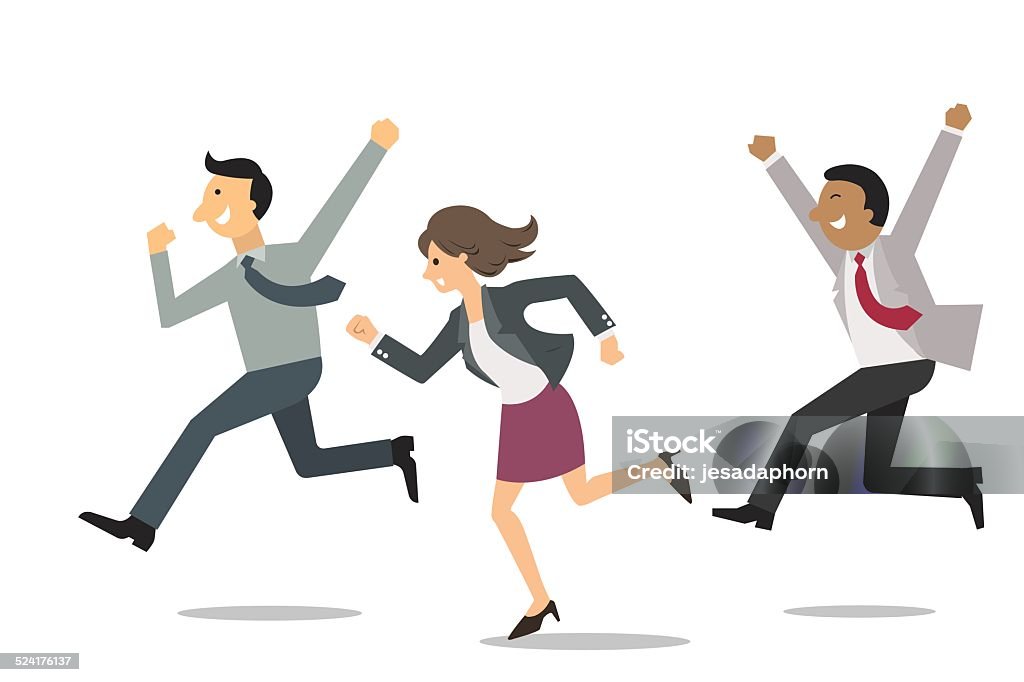 Happy businesspeople Confident business people running into the same direction with happy and cheerful expression. Business concept in winning and successful team. Business stock vector
