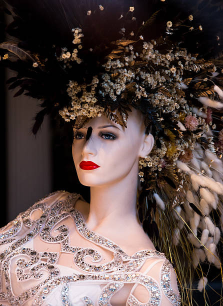 istock Mannequin with elaborate feather headdress 524176859