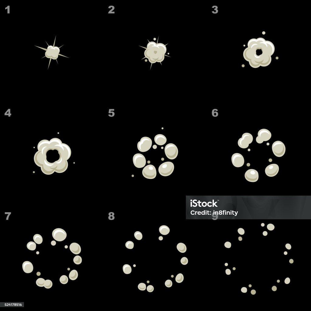 Explodign Animation Explode Animation Sequence Cartoon Explosion Frames Vector Stock ...