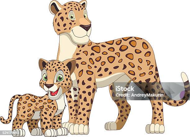 Lepard Adult And Cub Stock Illustration - Download Image Now - Africa, Aggression, Animal