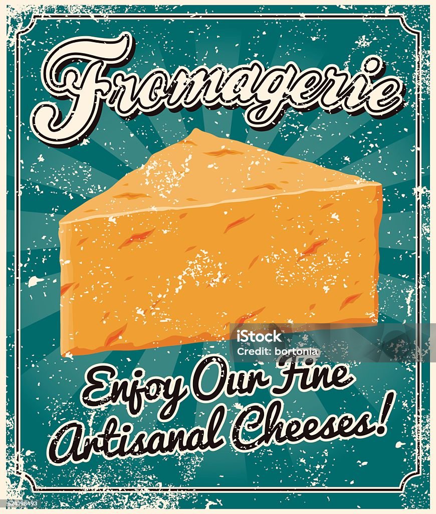 Cheese Poster Frame Vintage Screen Printed Cheese Poster Stock Illustration - Download ...