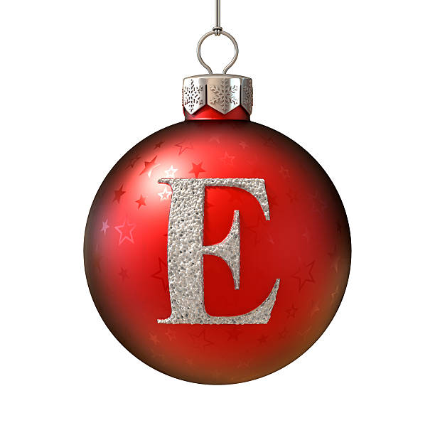 Christmas ball font letter E Christmas ball font letter E 3d red letter e stock pictures, royalty-free photos & images