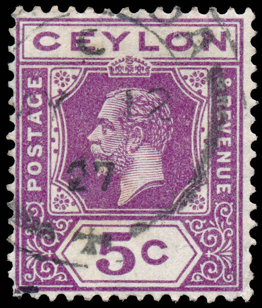 istock Stamp printed in CEYLON shows image of the George V 524199259