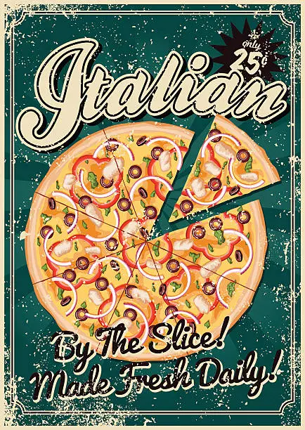 Vector illustration of Vintage Screen Printed Italian Food Poster