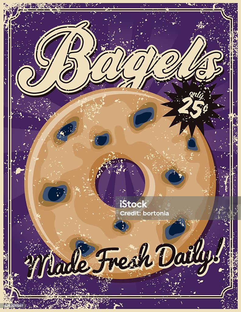 Cartel Vintage serigrafiado Bagel - arte vectorial de Al horno libre de derechos