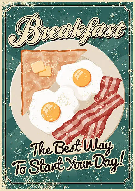 Vector illustration of Vintage Screen Printed Breakfast Poster