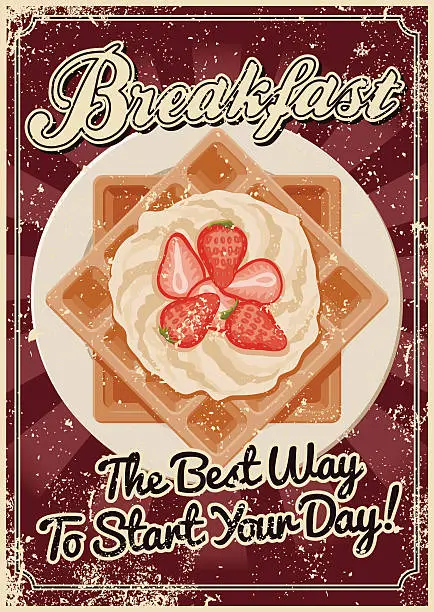 Vector illustration of Vintage Screen Printed Breakfast Poster