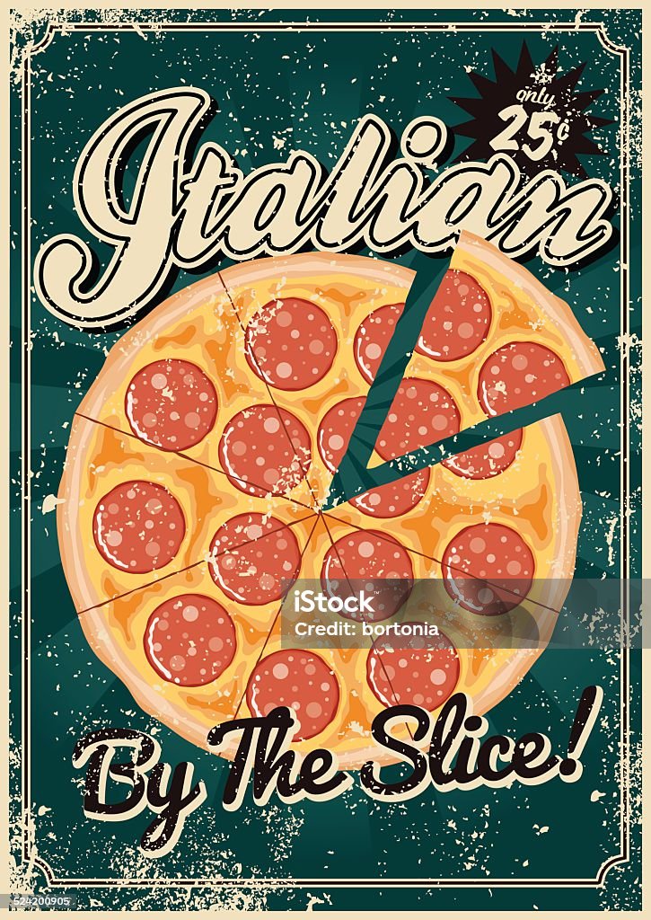 Vintage cartel en comida italiana de - arte vectorial de Pizza libre de derechos