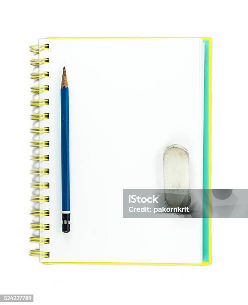 Pencil On Blank Page Stock Photo - Download Image Now - Blank, Book, Brown