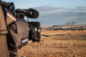 News camera shoots bombs in Kobani, Syria from border