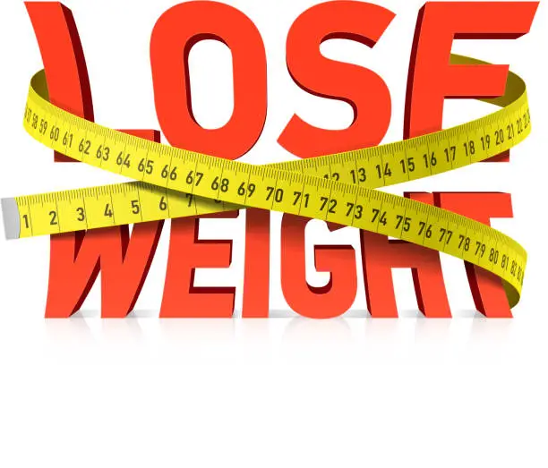 Vector illustration of Lose weight word with measuring tape concept