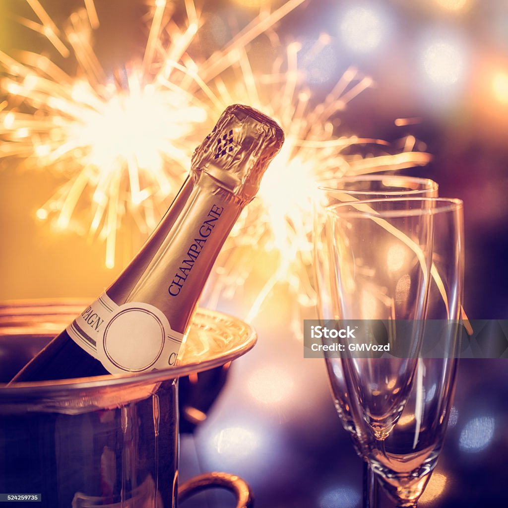 Party Feeling with Sparklers and Champagne Party feeling with sparklers and champagne, a great way to make a celebration unforgettable Champagne Stock Photo