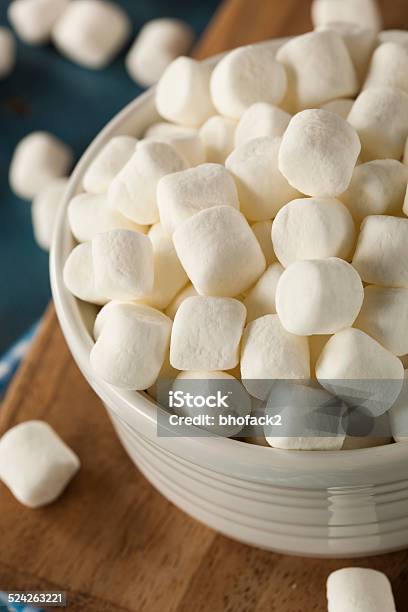 White Mini Marshmallows In A Bowl Stock Photo - Download Image Now - Candy, Chewy, Dessert - Sweet Food