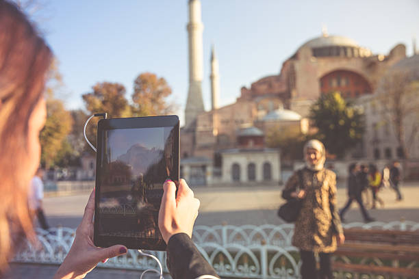 Friends taking pictures in Istanbul.