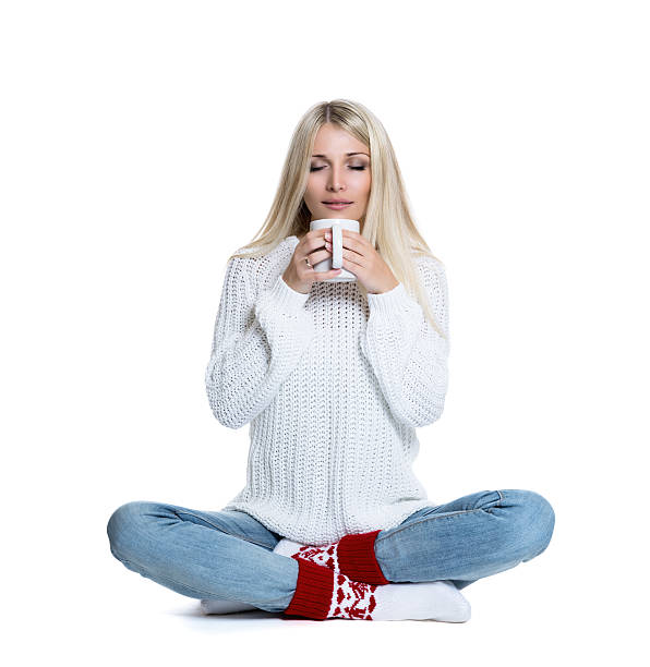 istock Beautiful woman holding white cup 524263747