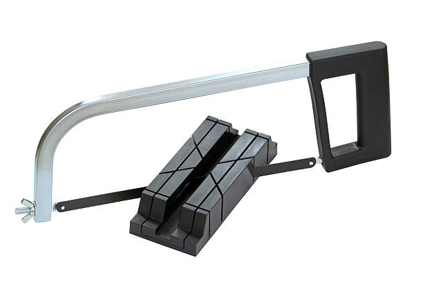 istock Miter box and saw in black color 524263837