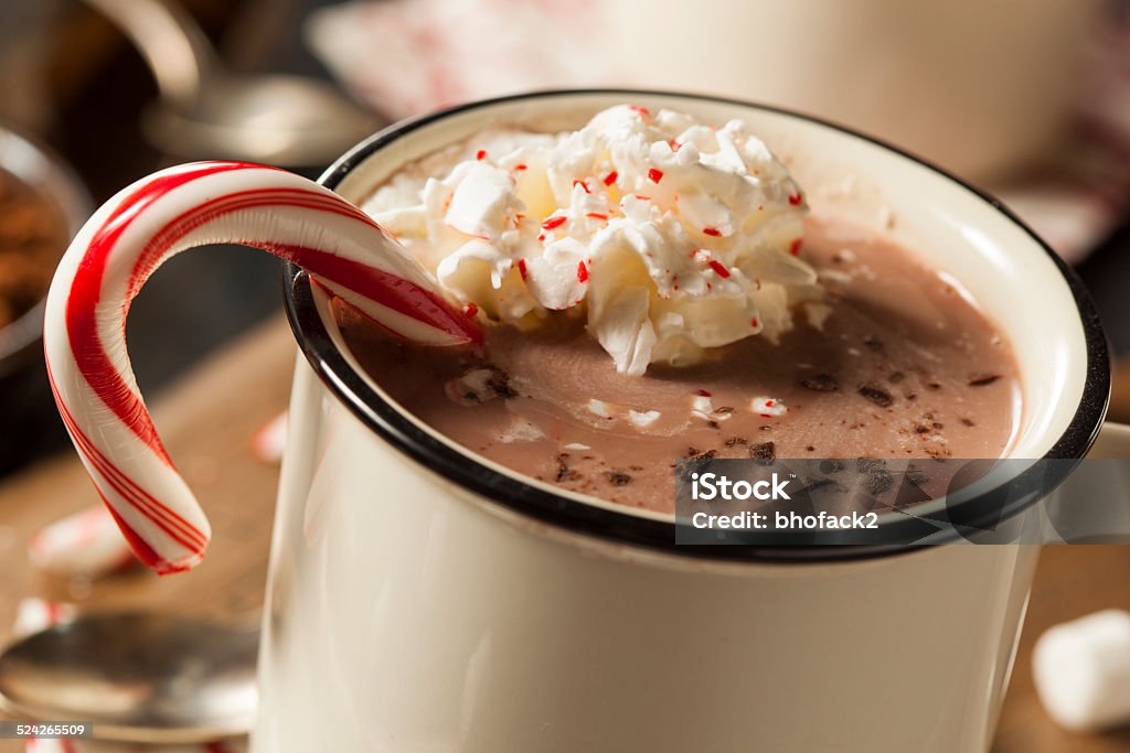 Homemade Peppermint Hot Chocolate Homemade Peppermint Hot Chocolate with Whipped Cream Hot Chocolate Stock Photo