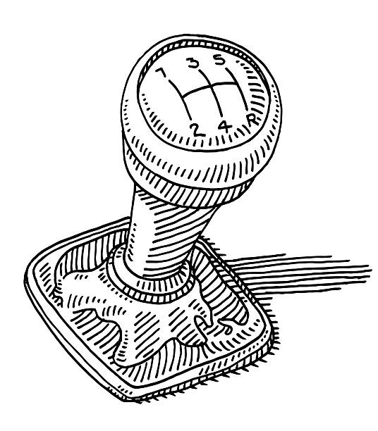 коробка передач головка переключателя автомобиль чертежу детали - gearshift handle isolated objects car stock illustrations