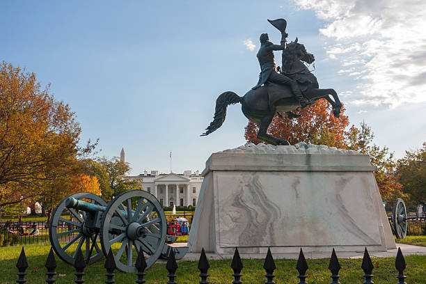 la maison blanche et andrew jackson - white house president of the usa lafayette square eastern usa photos et images de collection