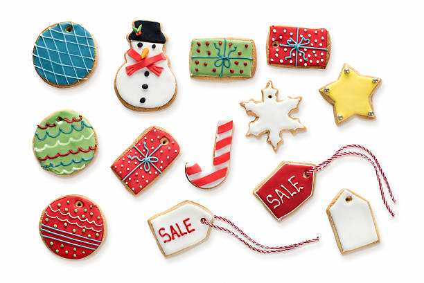 глазированная рождественское печенье - cookie christmas shortbread food стоковые фото и изображения