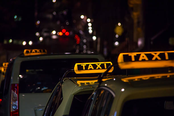 istock Taxi signs in a row 524288929