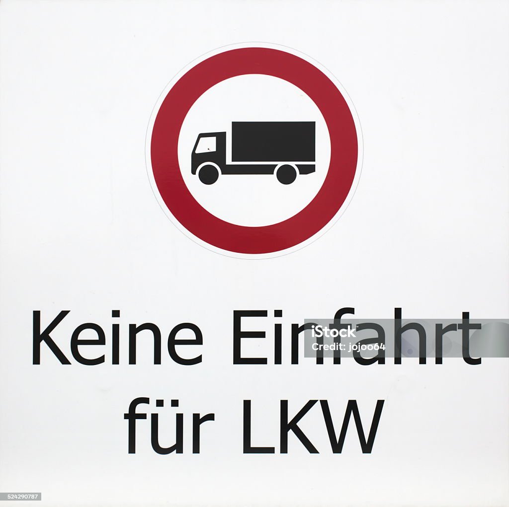 No Entry For Trucks German sign which means: "No entry for trucks". 2000-2009 Stock Photo