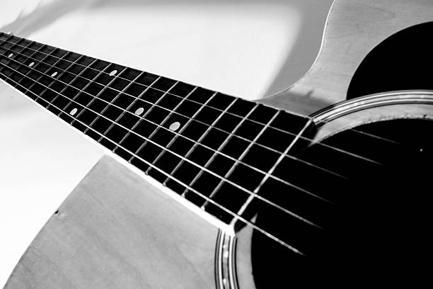 istock guitar neck in black and white 524297131