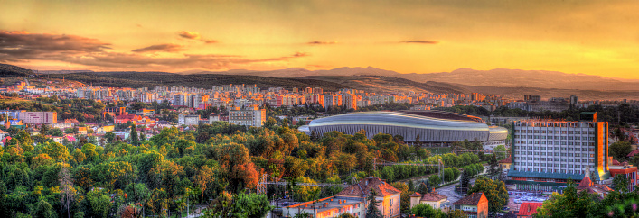 Panorama of Cluj-Napoca with stadium - Romania