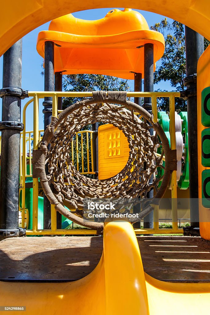 detail of Colorful children playground in the park Blue Stock Photo