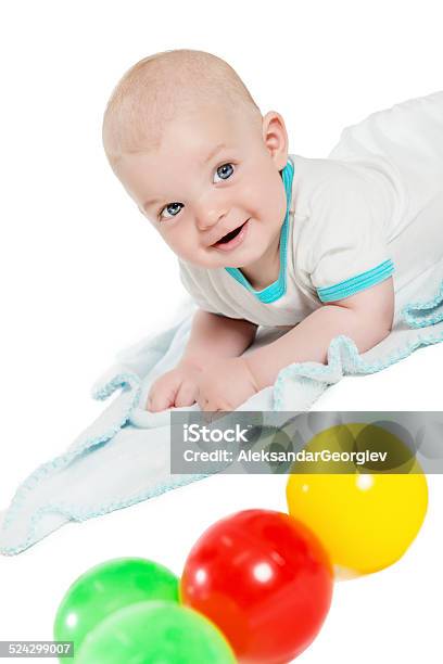 Smiling Happy Baby How Playing With His Ball Toys Stock Photo - Download Image Now - Baby - Human Age, Baby Boys, Beautiful People