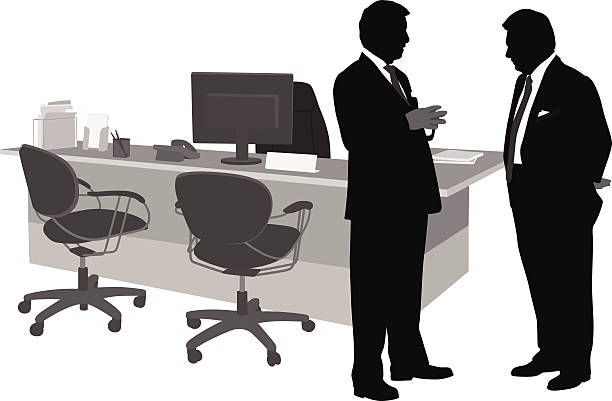 privatebusiness - silhouette financial advisor desk business stock-grafiken, -clipart, -cartoons und -symbole