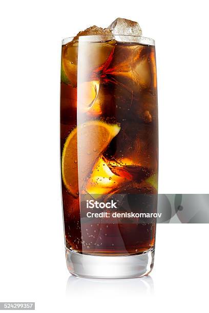 Cola With Ice And Lime Stock Photo - Download Image Now - Cola, Rum, Drinking Glass