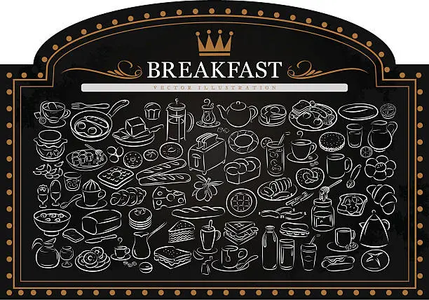 Vector illustration of Breakfast on Blackboard