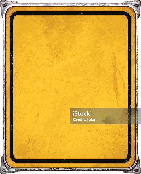 Weathered Yellow Metal Placard With Corners And Screwsvector Stock Illustration - Download Image Now