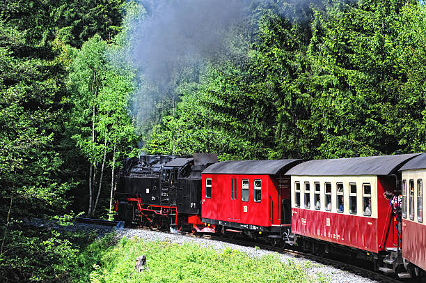 железнодорожный пар locomotive находя гора брокен - triebwagen стоковые фото и изображения