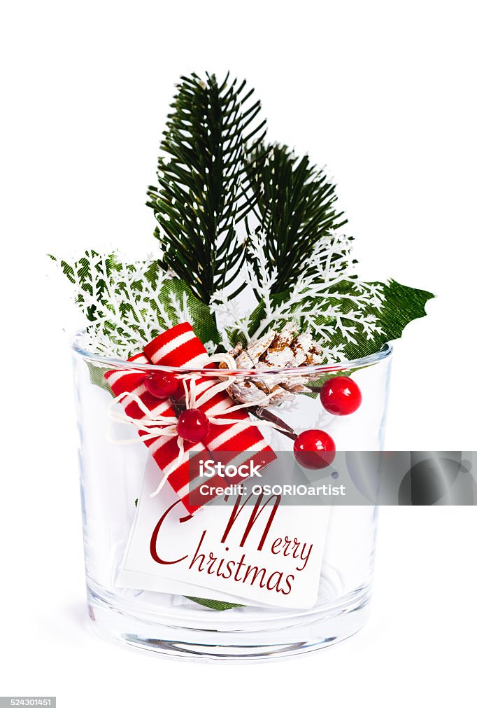 Christmas decoration on glass with white background Glass Christmas decoration on white background Celebration Stock Photo