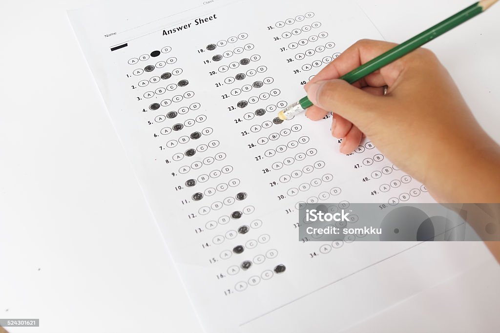 Standardized Test Form With Answers Bubbled Stock Photo - Download ...