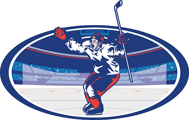 illustrazioni stock, clip art, cartoni animati e icone di tendenza di arena celebrazione di hockey su ghiaccio - oclock flash