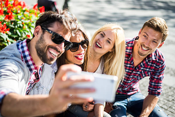 istock Group of people having fun in the street 524301955