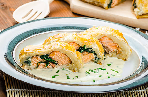 istock Salmon baked in puff pastry 524322813