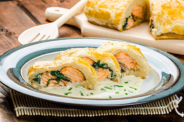 istock Salmon baked in puff pastry 524322815