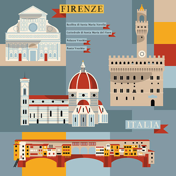 atrakcji florencji. włochy, europa. - ponte vecchio stock illustrations