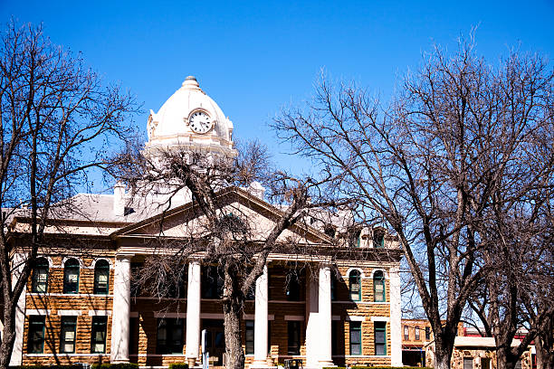 istock Old courthouse in Mason County, Texas, USA. Blue sky. 524325829