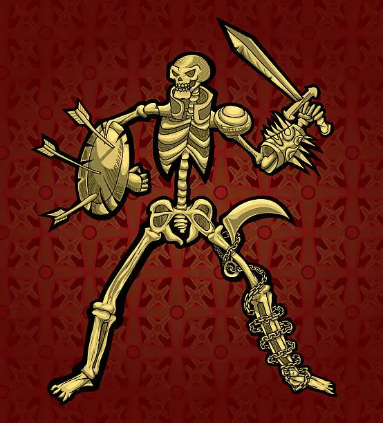 Vector illustration of Skeleton_fighter