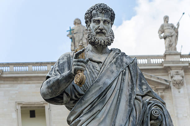 istock Saint Peter sculpture in front of Basilica in Rome, Italy. 524368123
