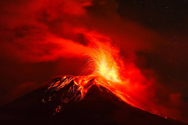istock Tungurahua Volcano At Night, South America 524368791