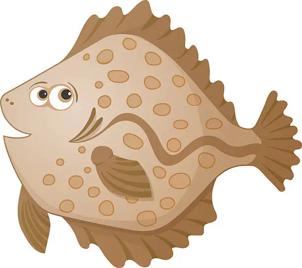 Vector illustration of cartoon flatfish illustration