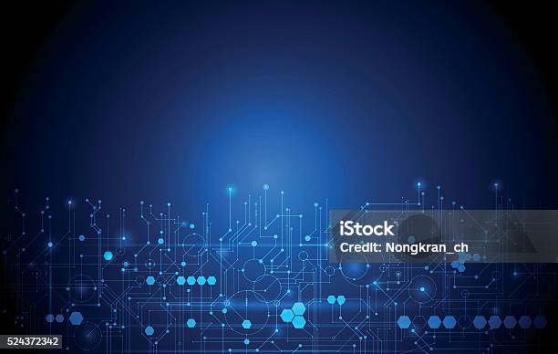 Abstract Futuristic Circuit Board High Computer Technology Dark Blue Background Stock Illustration - Download Image Now