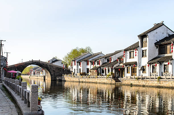 Water town in sunrise, Jiangsu Province, China Water town in sunrise, Jiangsu Province, China grand canal china stock pictures, royalty-free photos & images