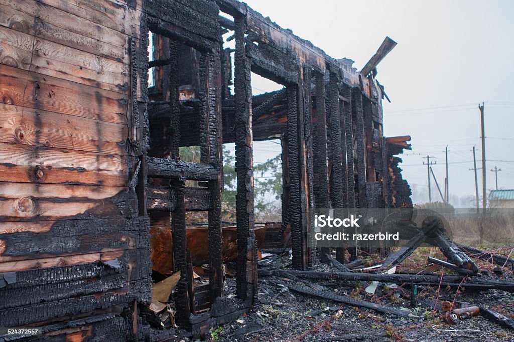 Fire Damage to house Restoring Stock Photo